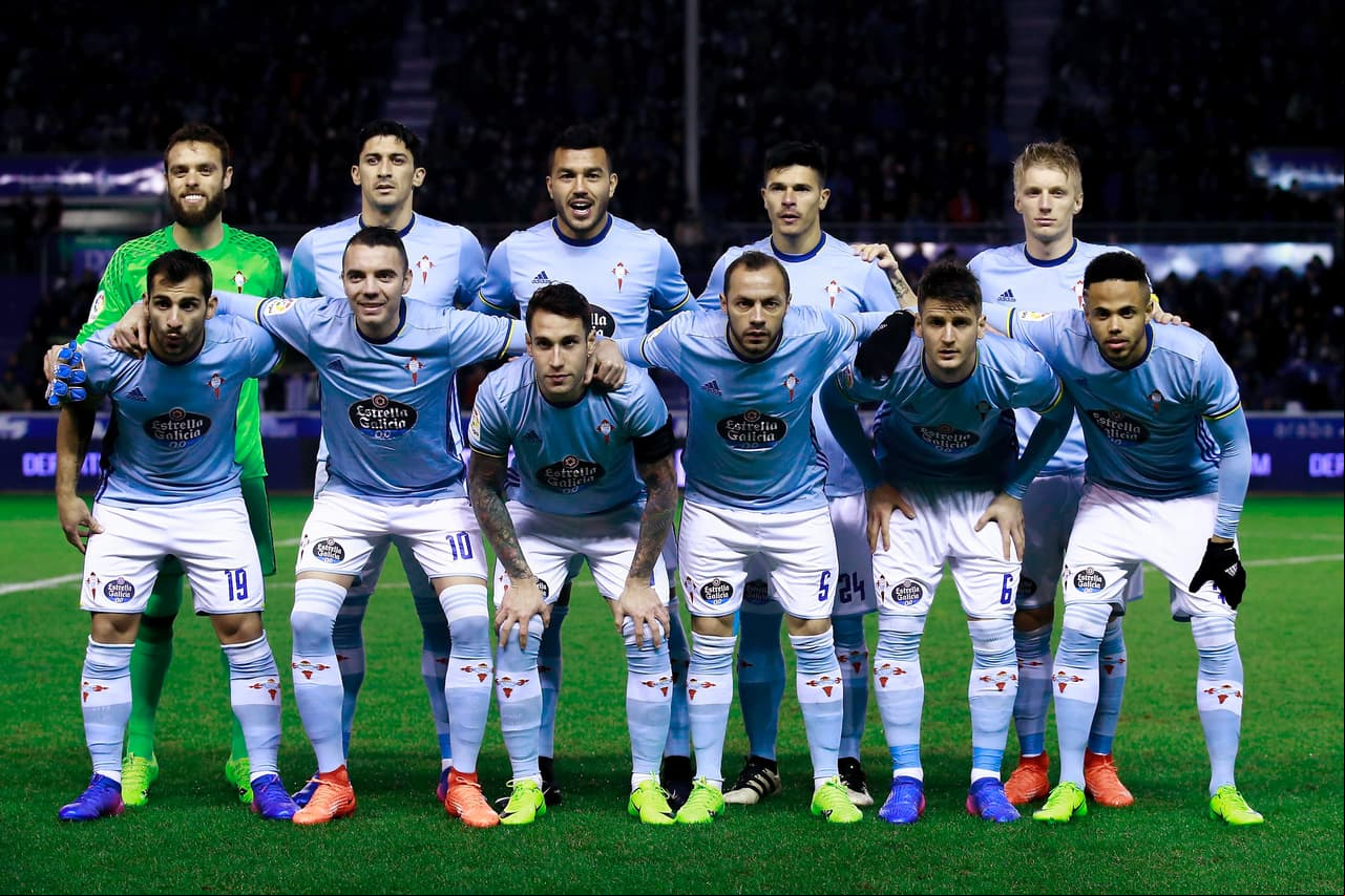 Los once jugadores del Celta de Vigo para enfrentar la semifinal de Copa del Rey: Álvarez; Roncaglia, Cabral, Mallo; Radoja, Theo; Wass, Díaz, Bongonda; Aspas